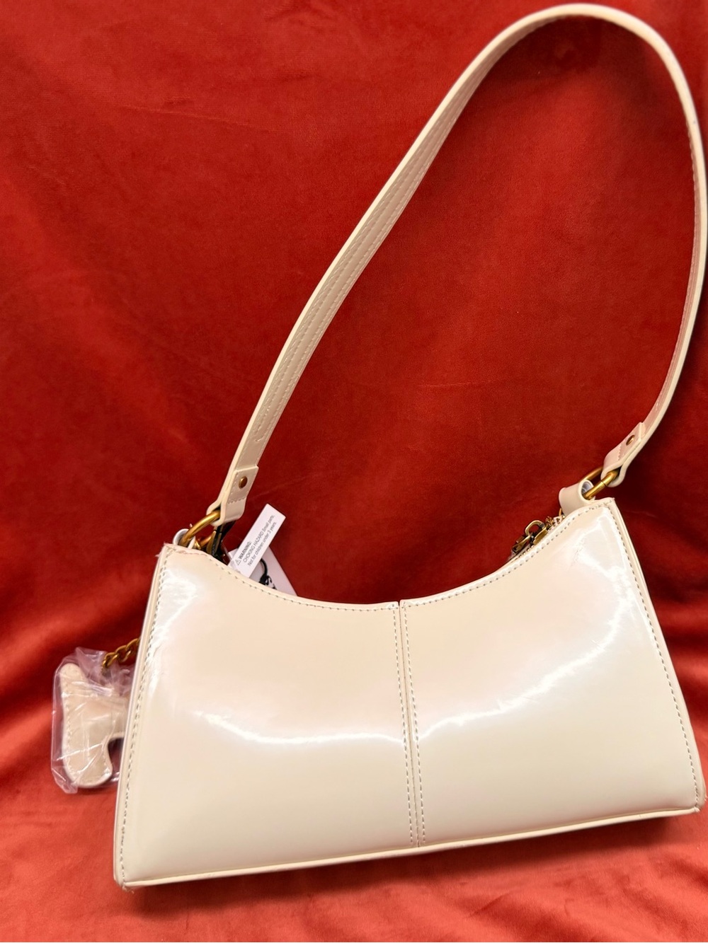Steve Madden Cream Shoulder Bag with Gold Chain - Picture 6 of 6